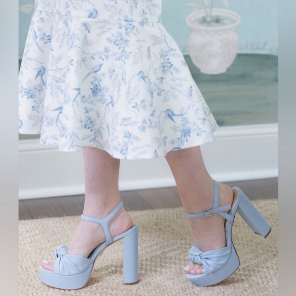 Antonio Melani x Born on Fifth Laurie Linen Knotted Ankle Strap Platform Sandal